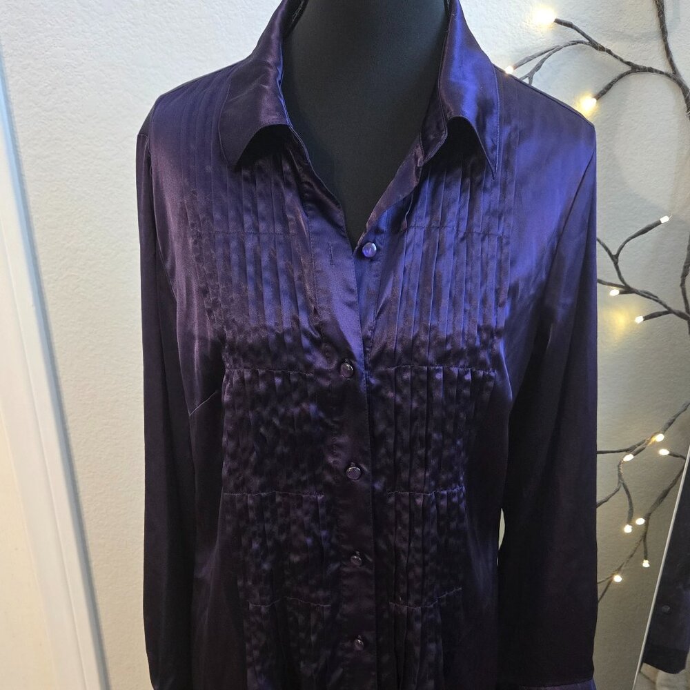 Chico's Purple Button Down Blouse - Size 1 - EUC